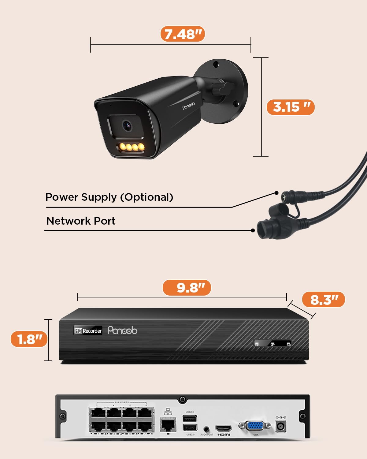 PoE 32 Channel Security Camera System with 8TB HDD, PB65A2032-5MD