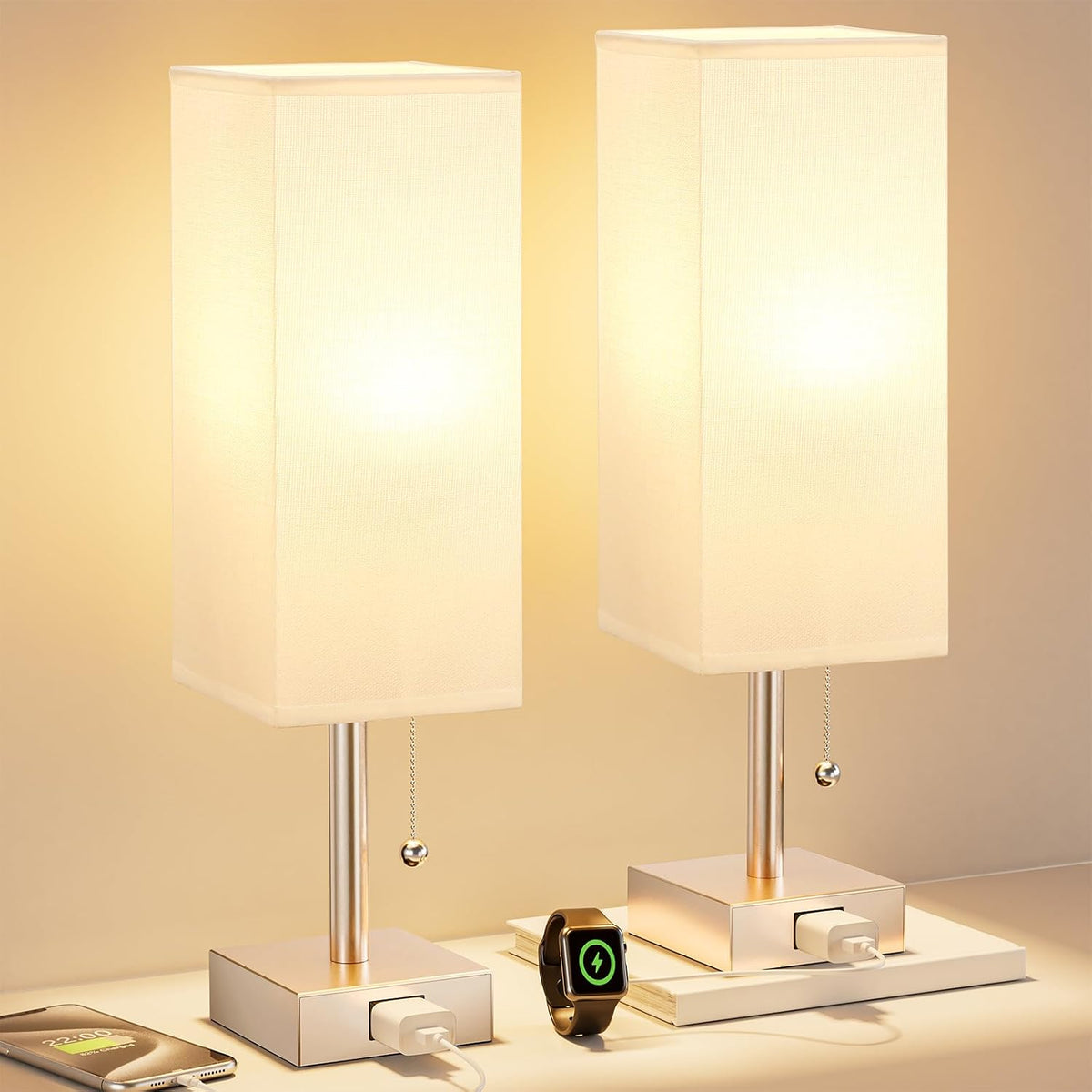 Fenmzee Bedside Lamp for Bedroom Set of 2 - Small Table Lamp for Nightstand