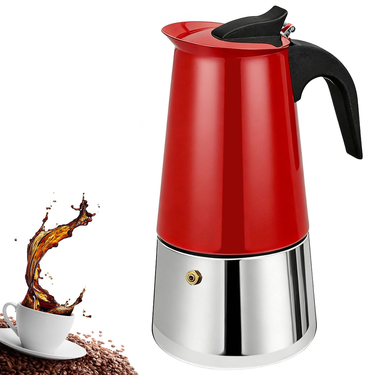 6 Cup Stovetop Espresso Maker Stainless Steel Moka Pot Stove Top Percolator Italian Coffee Makers Capable Mocha Greca Machine Cafe Classic Induction Cookers for Home and Camping 300ml 10oz