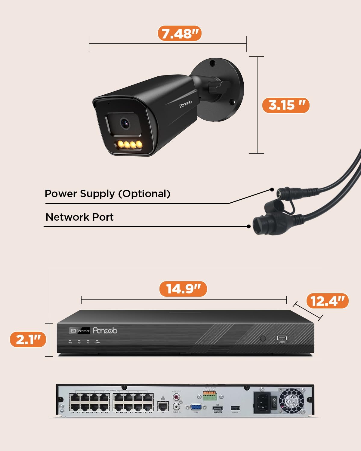 PoE 32 Channel Security Camera System with 8TB HDD, PB65A2032-5MD