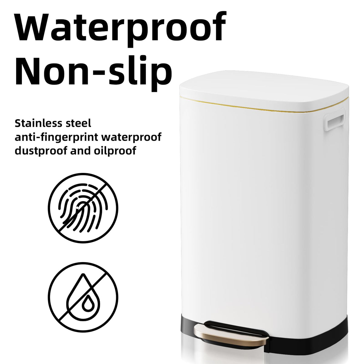 KdbK Kitchen Trash Can with Lid, 13 Gal Stainless Steel Pedal Garbage Can
