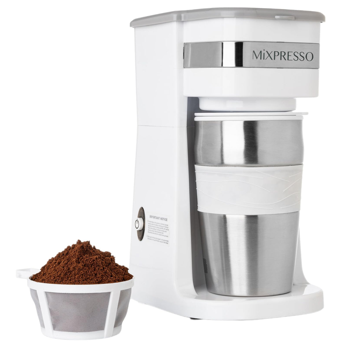 Mixpresso Single Serve & Single Cup Coffee Maker with 14oz Travel Mug Black