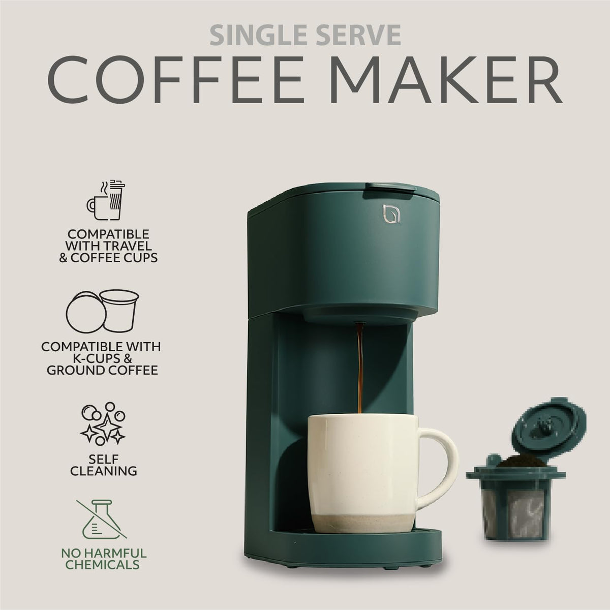 WILLOW K-Cup Coffee Maker, Single Serve Coffee Maker with 6 to 12oz Brew Size & Strong Brew Option, Single Cup Coffee maker made with 99% PCR Recycled Plastics, Coffee Machine