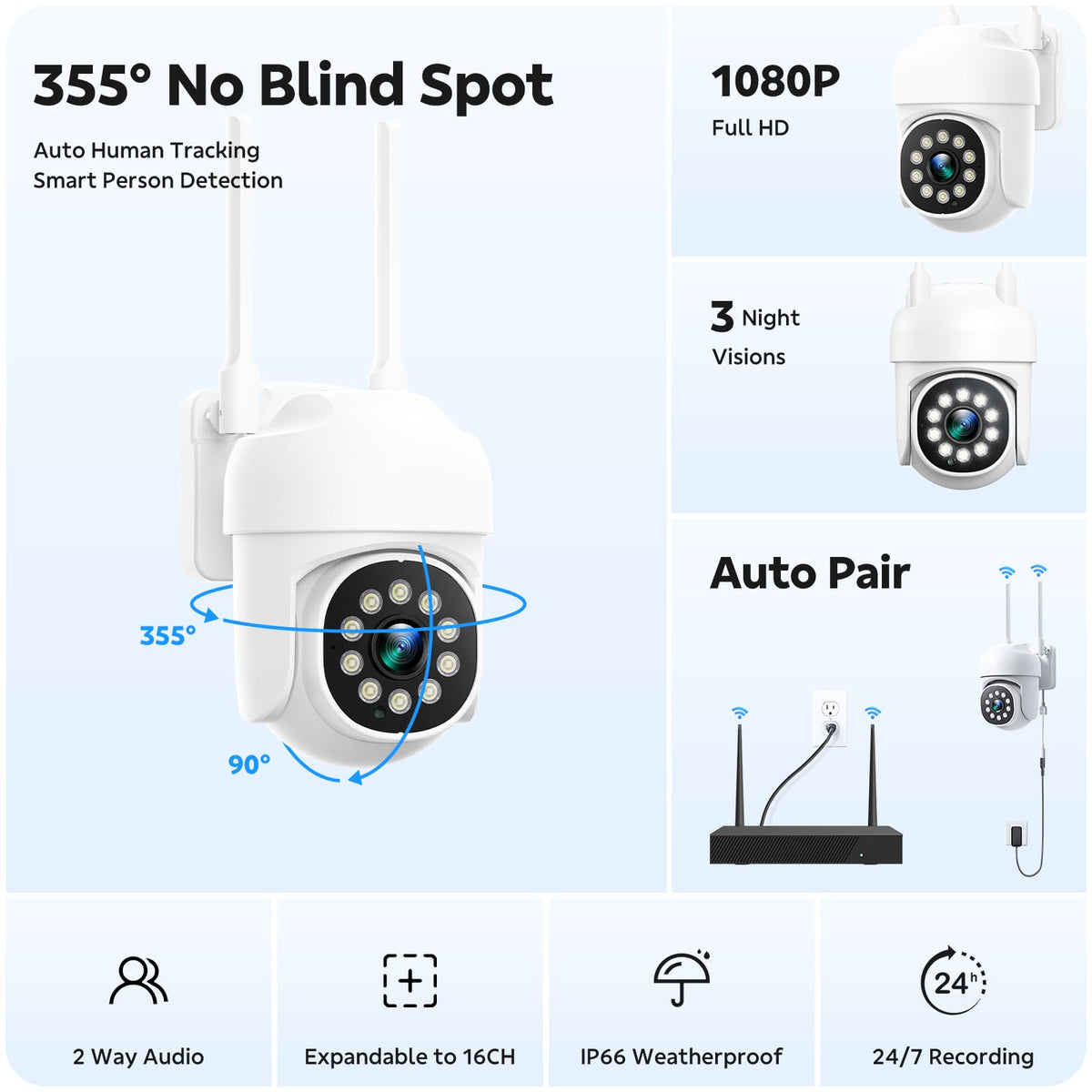CAMCAMP Home Security Camera System Wireless Outdoor WiFi 5G 24/7 Recording