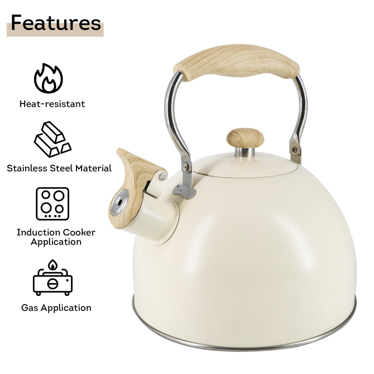 Lily's Home 2 Quart Stainless Steel Whistling Tea Kettle, the Perfect Stovetop Tea and Water Boilers for Your Home, Dorm, Condo or Apartment. (Blue)