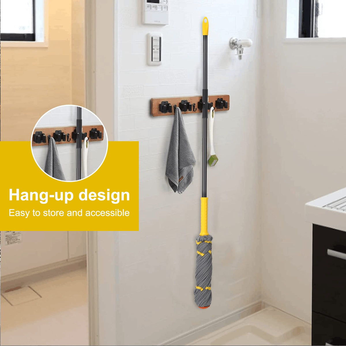Self-Wringing Twist Mops for Floor Cleaning, Microfiber Floor mop with 57 " Long Handle, Easy Wringing Mop for Hardwood Commercial Household Clean