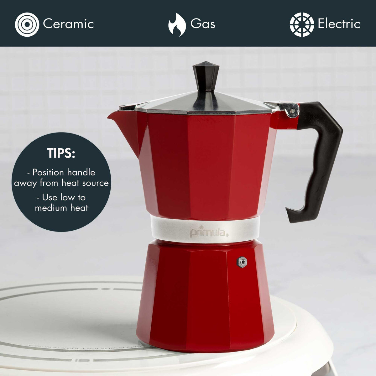 Primula Classic Stovetop Espresso and Coffee Maker, Moka Pot for Italian and Cuban Café Brewing, Greca Coffee Maker, Cafeteras, 9 Espresso Cups, Silver