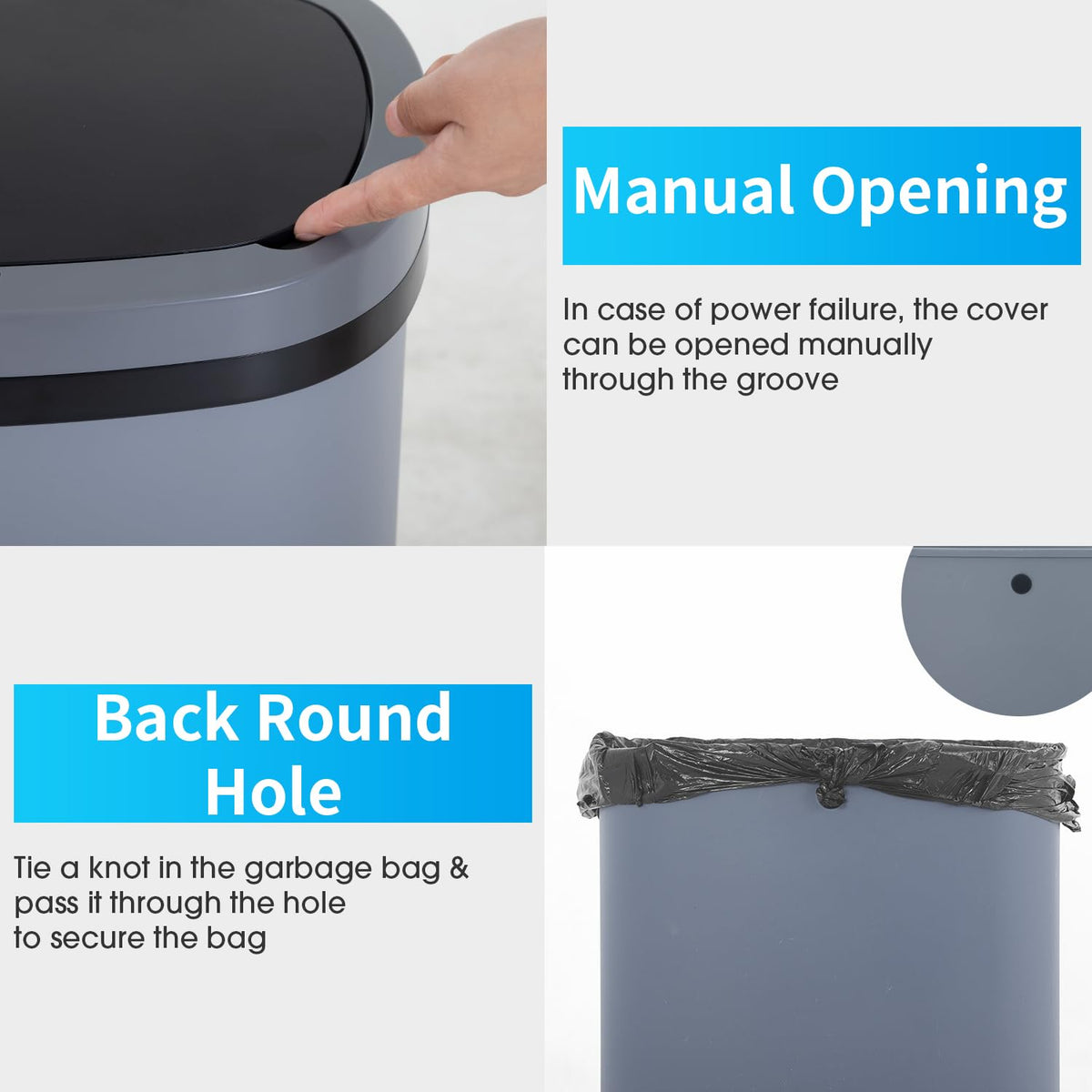 BestOffice | 13 Gallon Stainless Steel Trash Can with Lid | Steel
