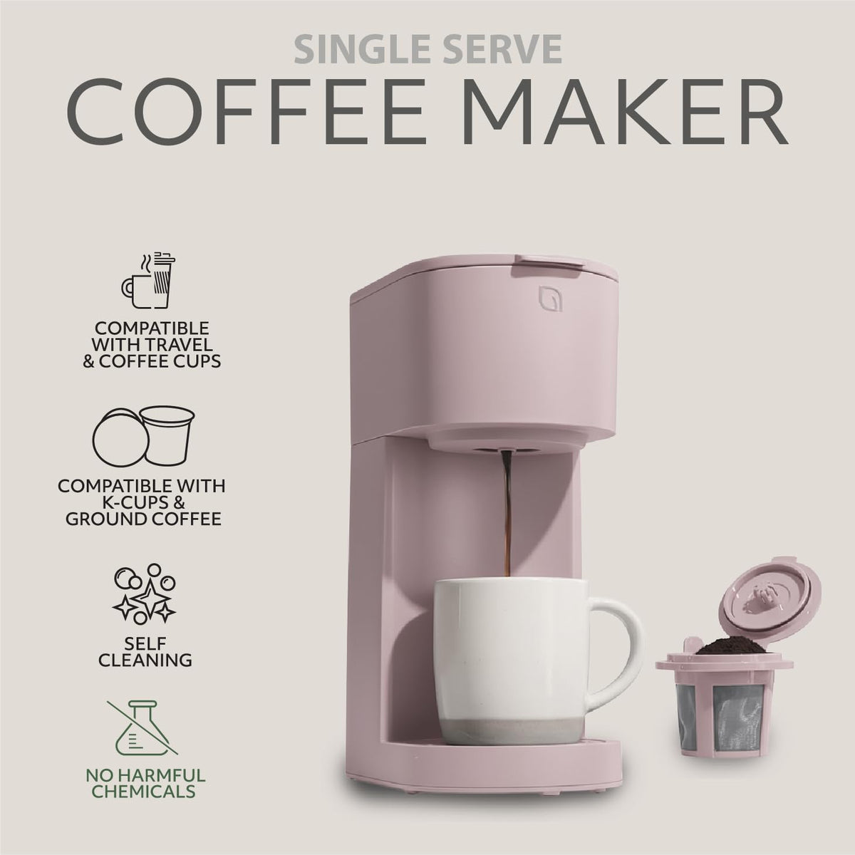 WILLOW K-Cup Coffee Maker, Single Serve Coffee Maker with 6 to 12oz Brew Size & Strong Brew Option, Single Cup Coffee maker made with 99% PCR Recycled Plastics, Coffee Machine