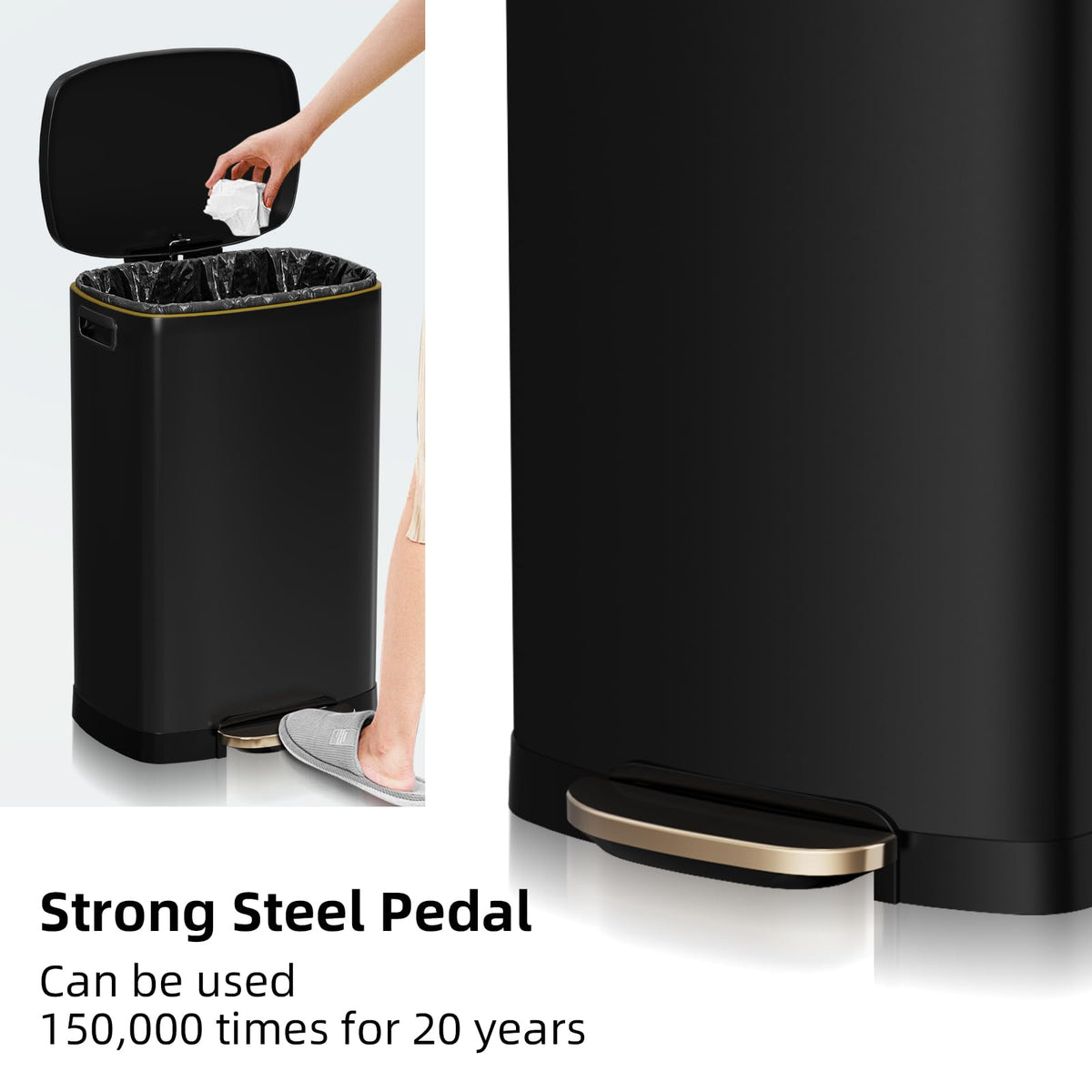 KdbK Kitchen Trash Can with Lid, 13 Gal Stainless Steel Pedal Garbage Can