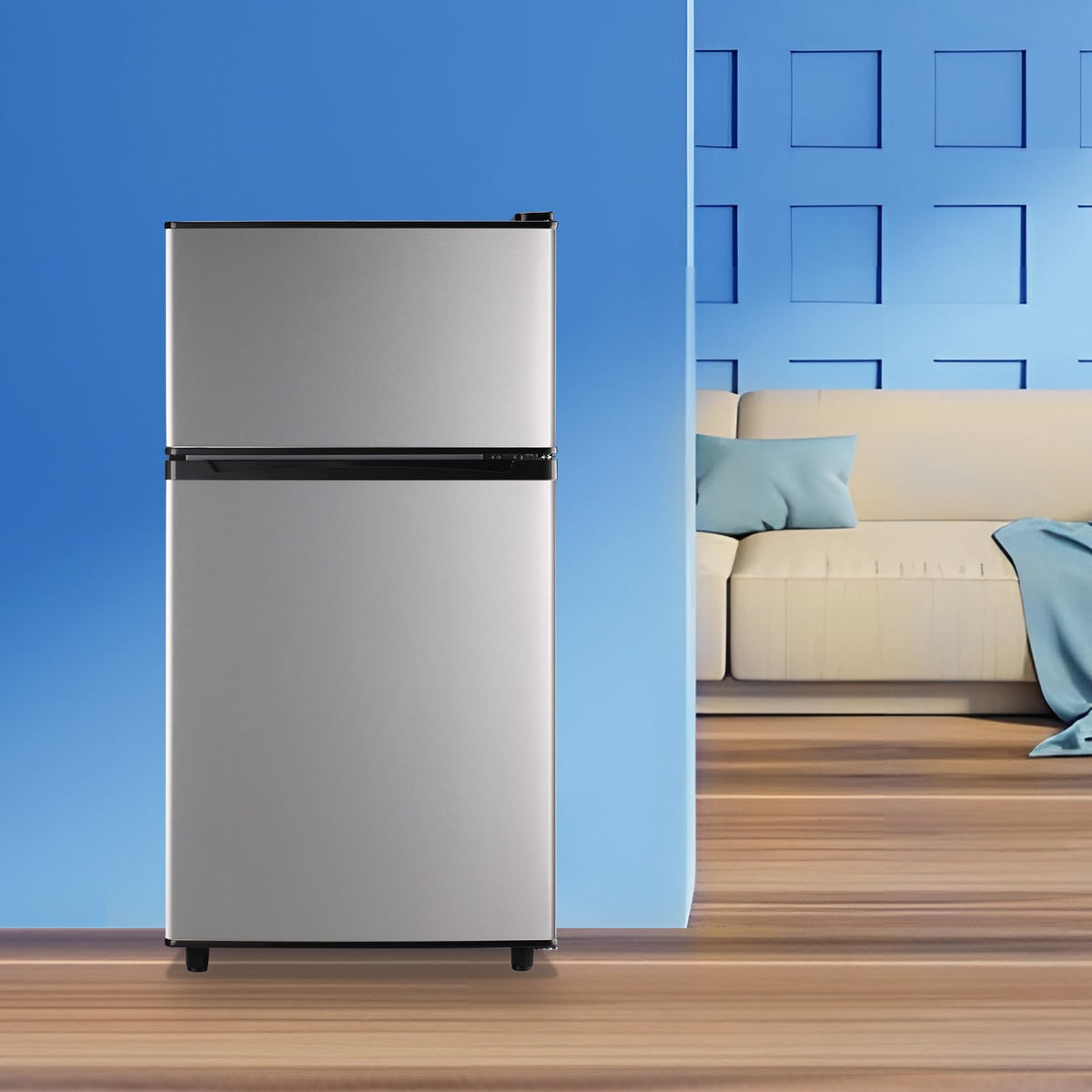 3.5 Cu.Ft Black Mini Fridge With Freezer Compact Refrigerator Dorm