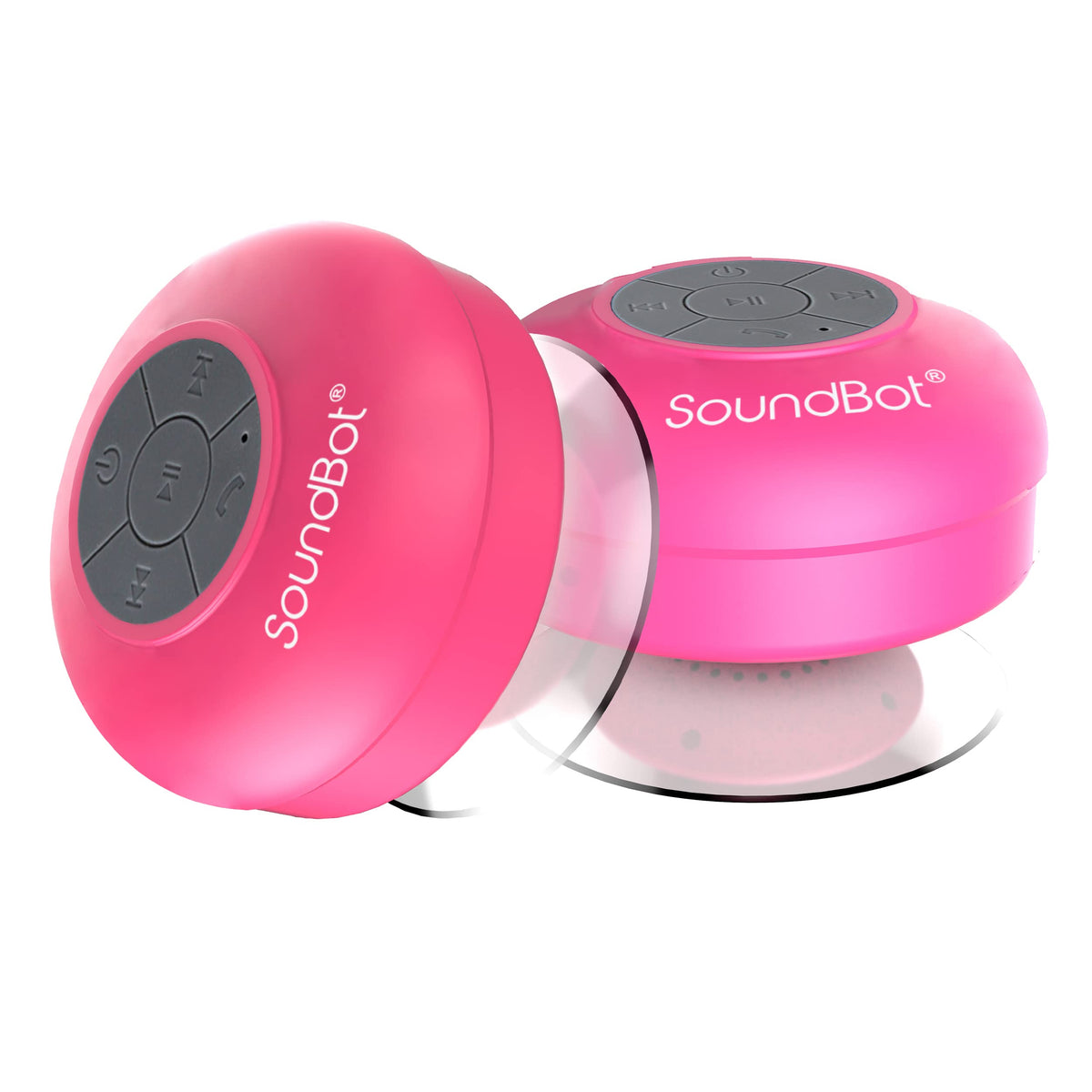 Soundbot® Waterproof Shower Speaker HD Water Resistant Bluetooth Handsfree Portable with Loud Clear Sounds 6+hrs of Playtime, Wireless Suction Cup Small Durable for Outdoors Travel Home SB510 (Black)