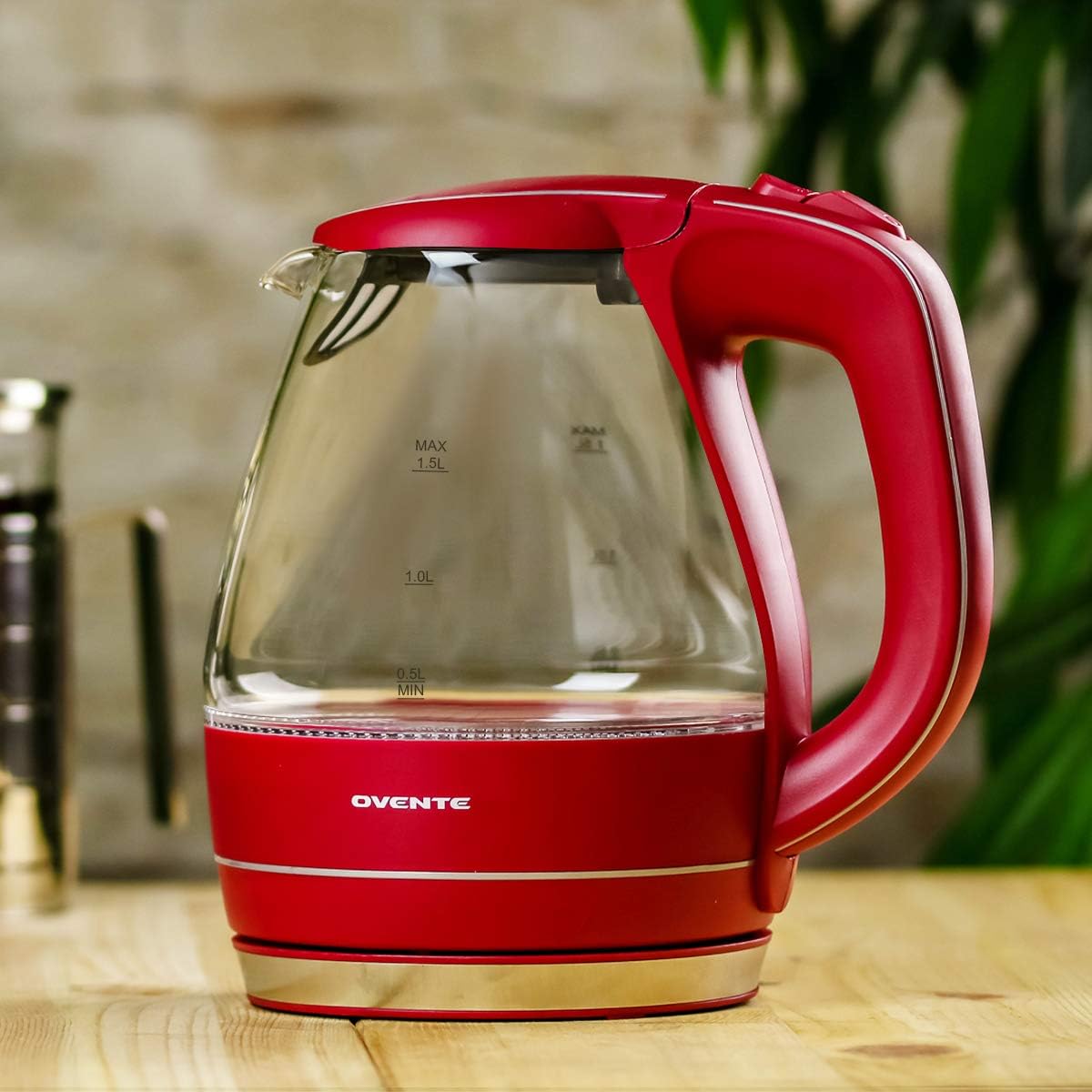 OVENTE 1.5L Glass Electric Kettle Water Boiler, Black KG83B