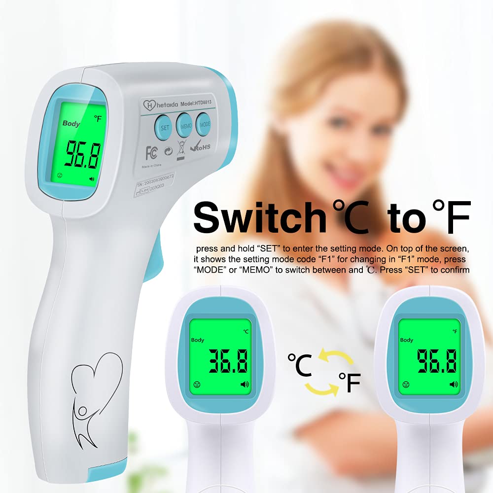 Digital Thermometer for Adults and Kids, No Touch Forehead Thermometer
