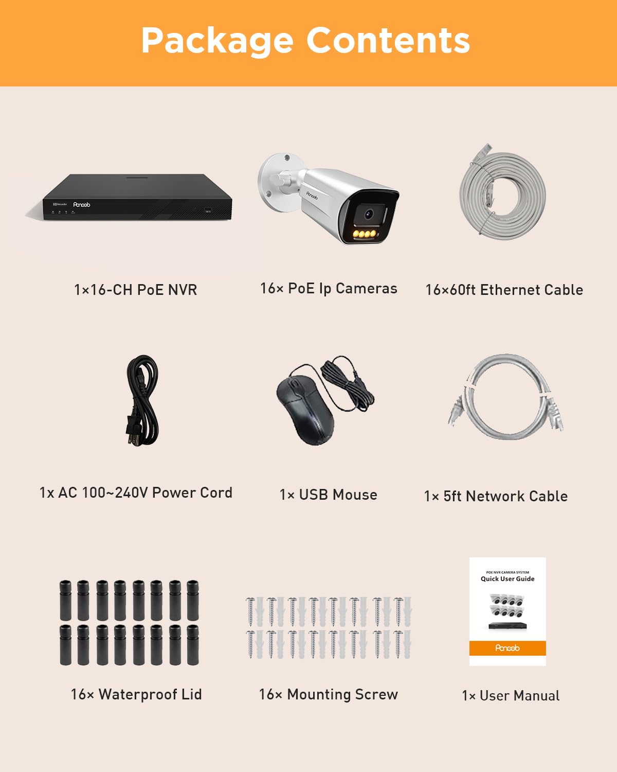 PoE 32 Channel Security Camera System with 8TB HDD, PB65A2032-5MD