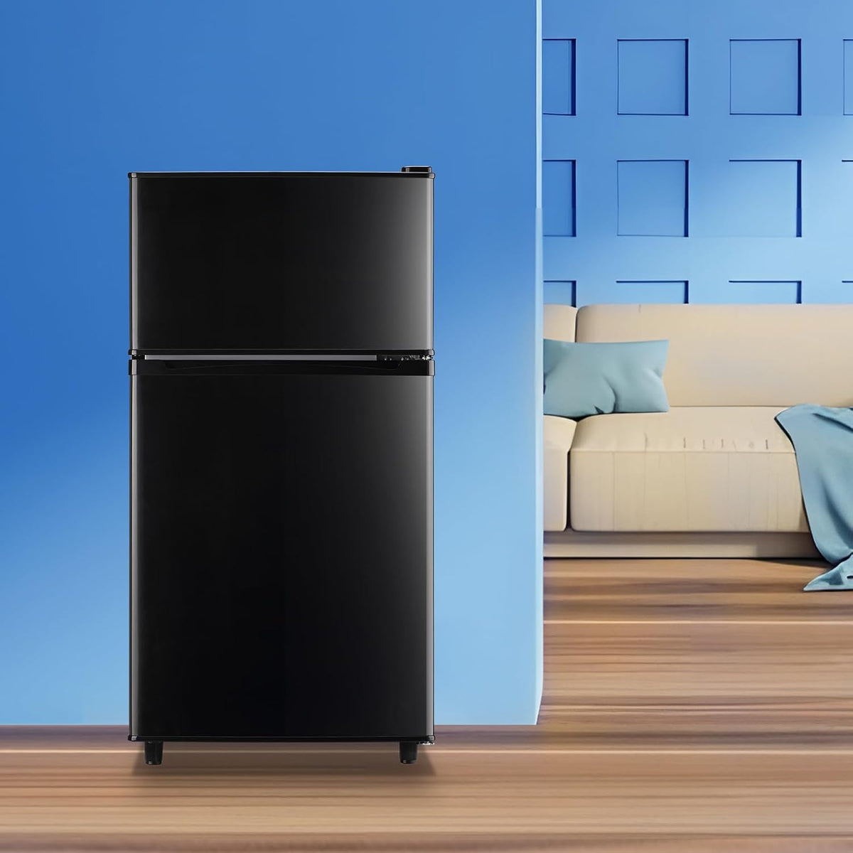 3.5 Cu.Ft Black Mini Fridge With Freezer Compact Refrigerator Dorm