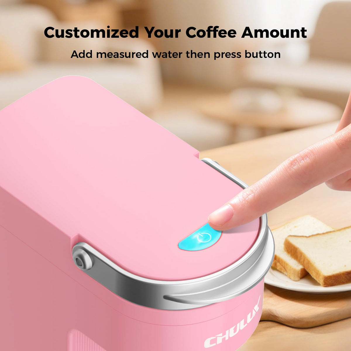 CHULUX Slim Single Serve Coffee Maker for K Cup, One Cup Design, Matte Navy