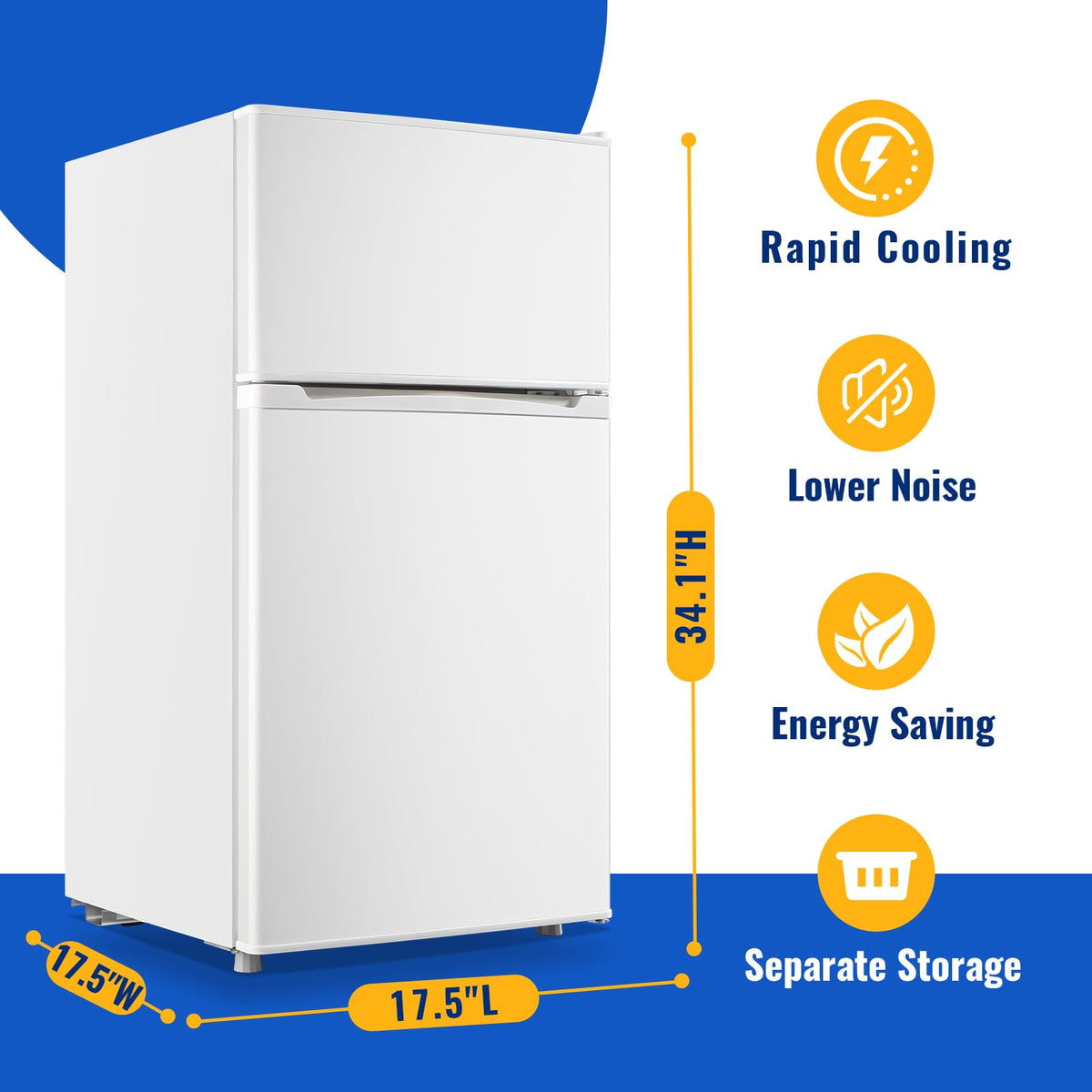 3.5 Cu.Ft Black Mini Fridge With Freezer Compact Refrigerator Dorm