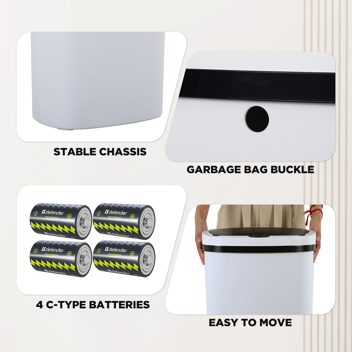BestOffice | 13 Gallon Stainless Steel Trash Can with Lid | Steel