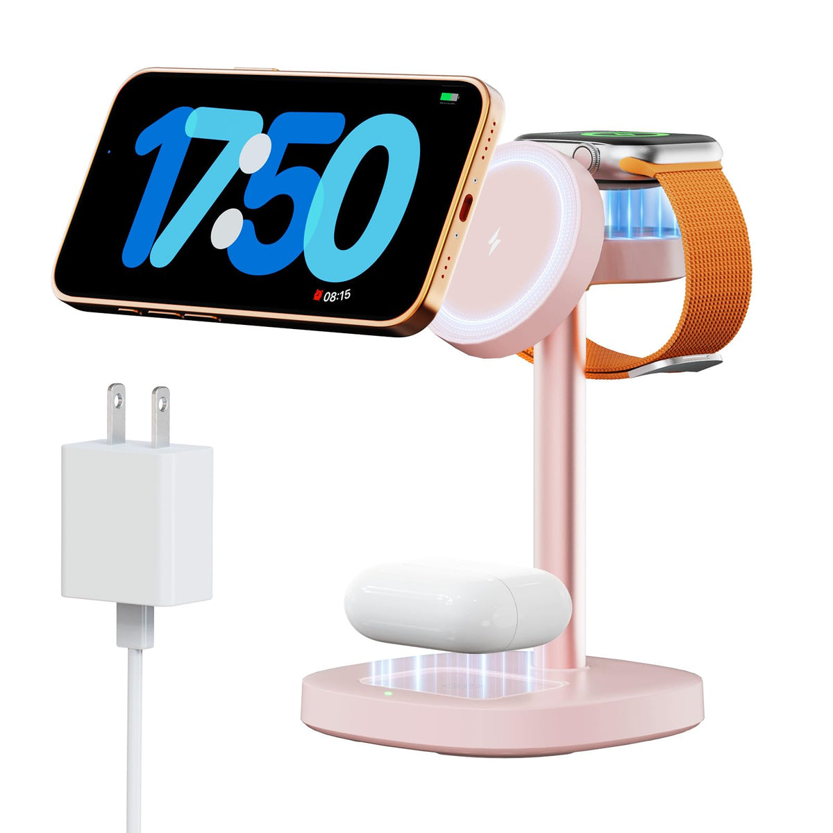 3 in 1 Fast Charging Station, 15W Magnetic Wireless Charger Stand
