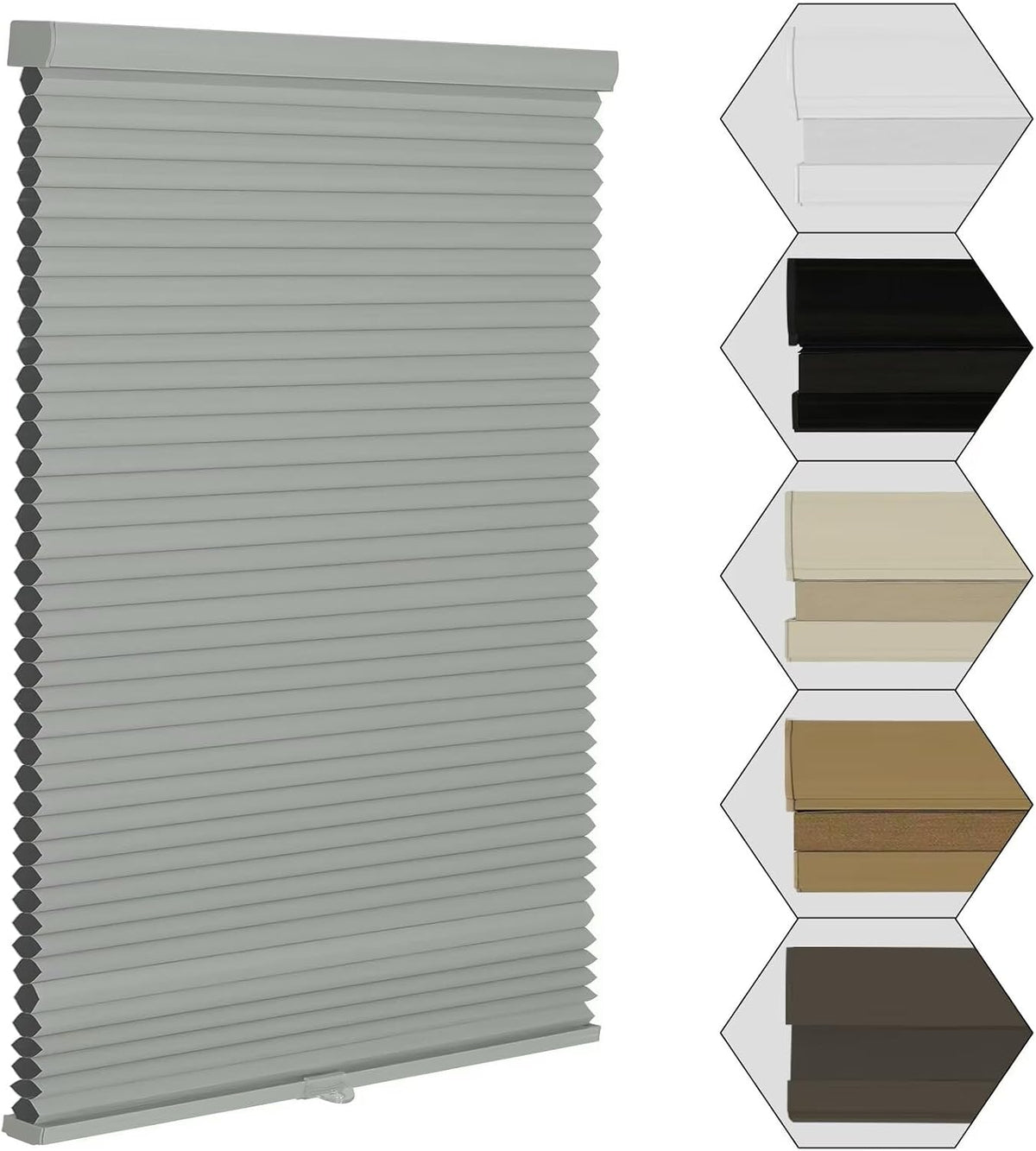 MYshade Cordless Blackout Cellular Shades for Windows, Honeycomb Window Shades with Thermal Insulation, Child & Pet Safe Room Darkening Shade, Easy Install,24" W x 50" H, Light Brown