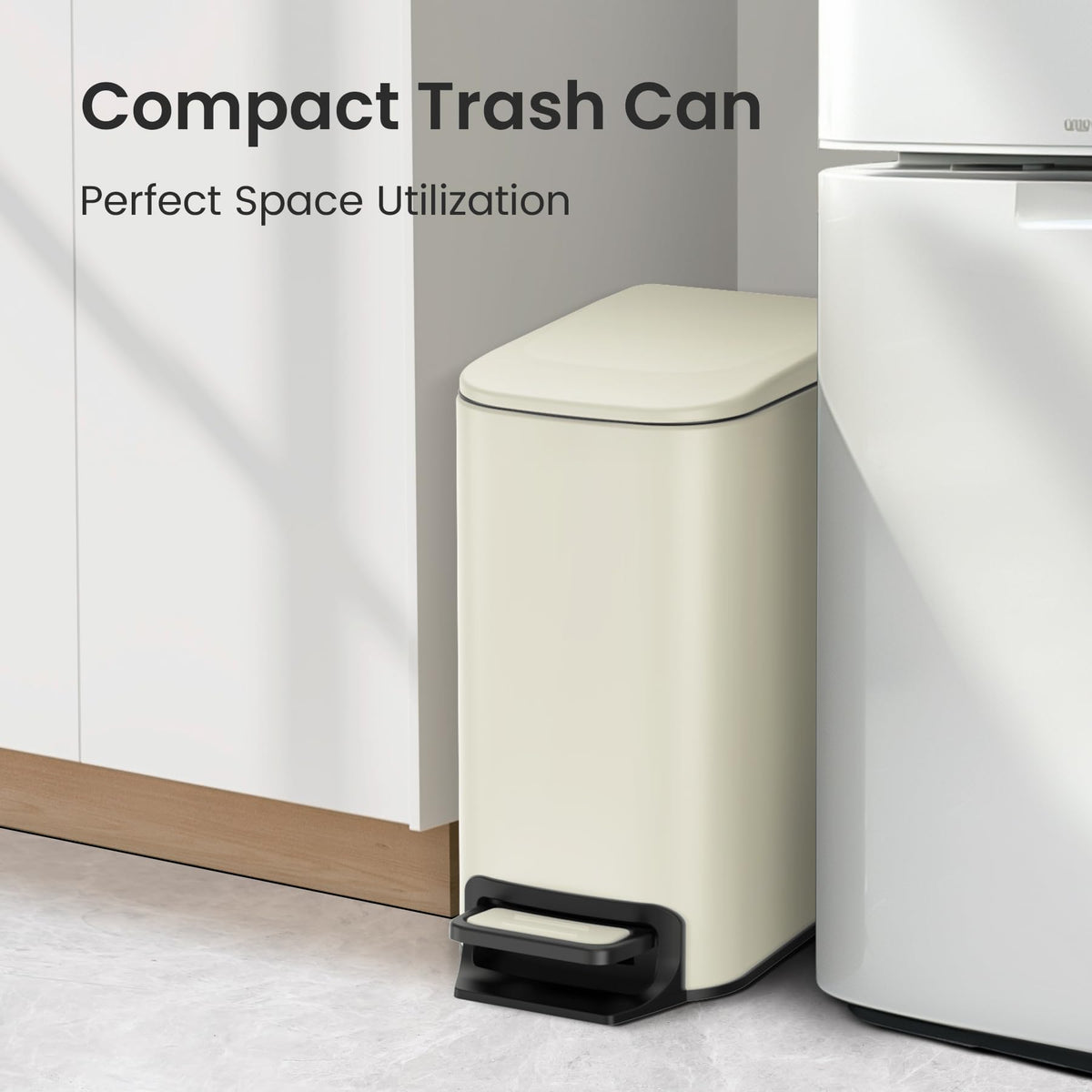 Cesun Small Bathroom Trash Can with Lid, 1.6 Gal, Soft Close, Matte Black