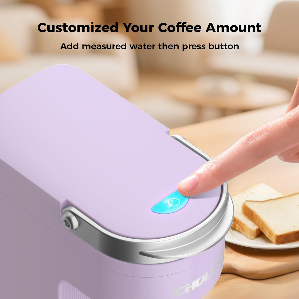 CHULUX Slim Single Serve Coffee Maker for K Cup, One Cup Design, Matte Navy