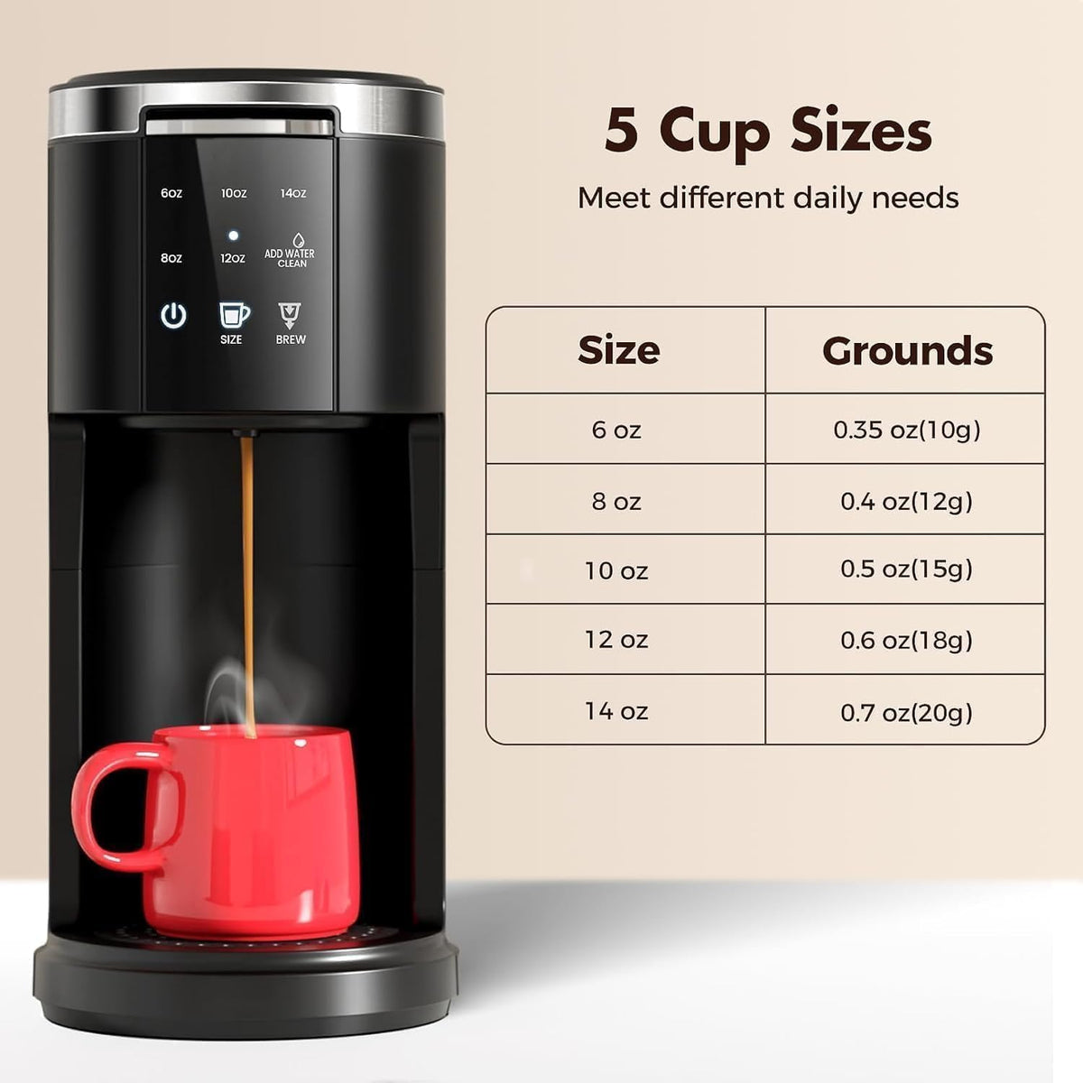 Kismile Single Serve Coffee Maker, 2-in-1 Coffee Pod & Ground Brewer
