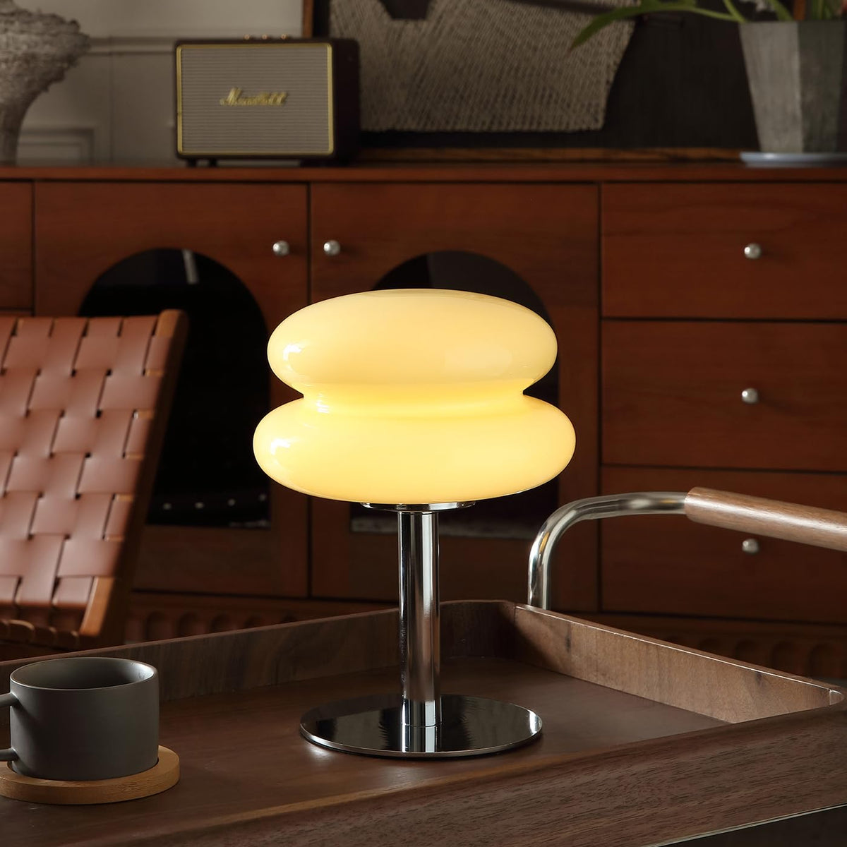 Glivpny Mushroom Lamp Table Lamp, Mid Century Modern Bedroom Lamps(Orange)