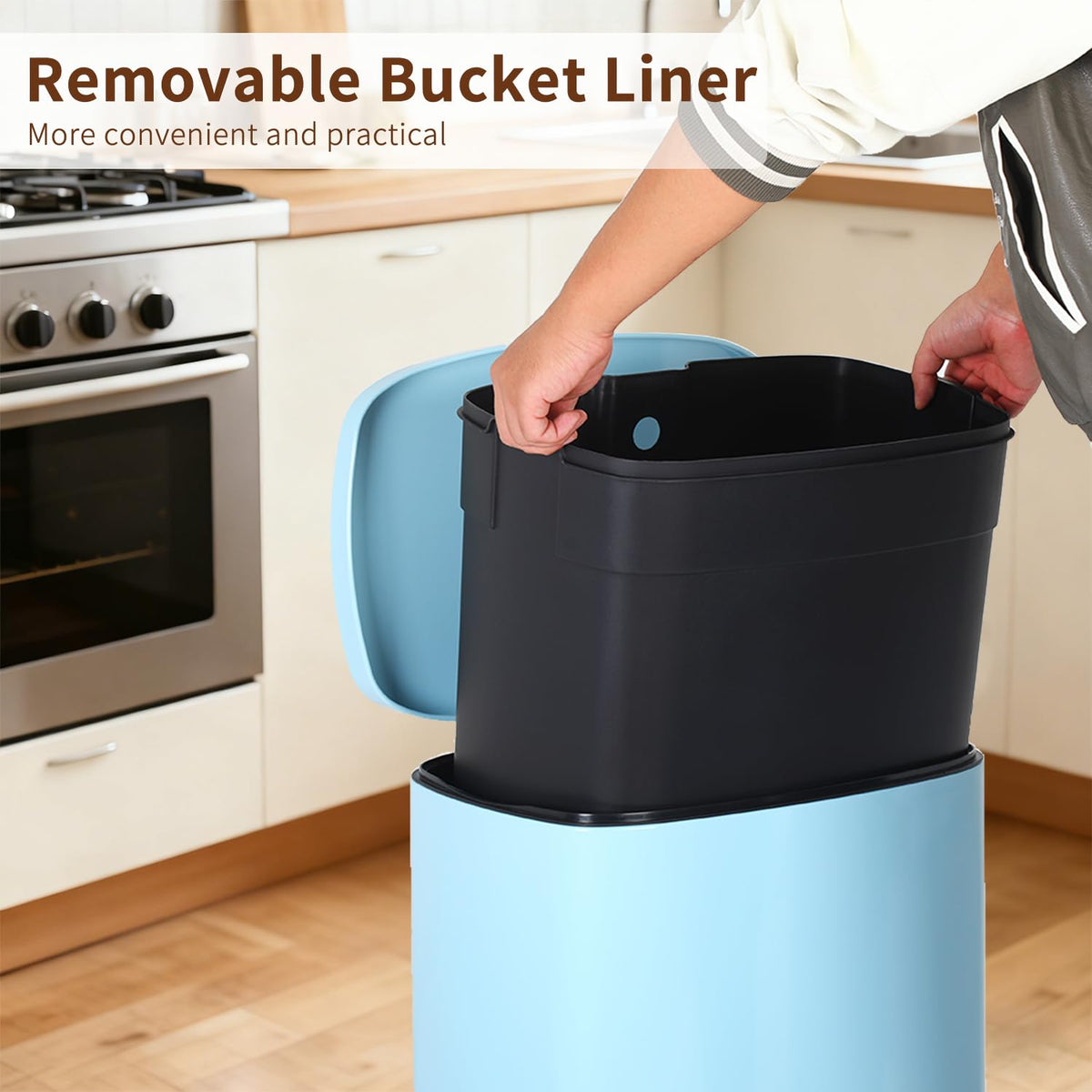 PayLessHere | 13G Trash Can with Lid | Steel | Removable Inner Bucket