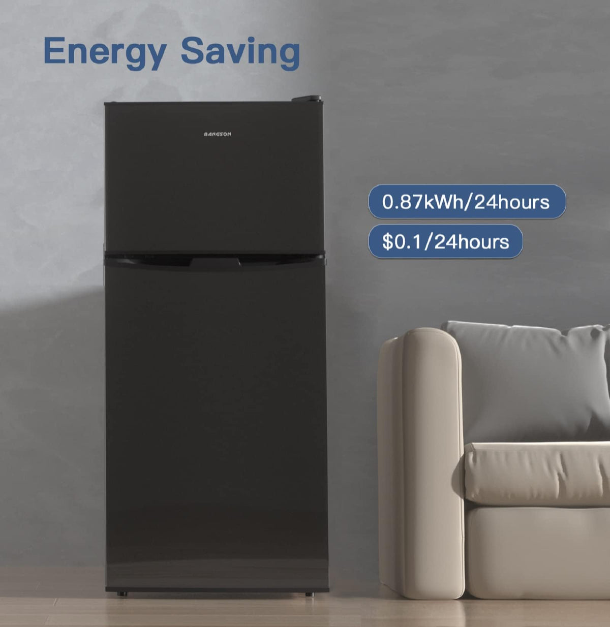 7.7 Cu.Ft Refrigerator with Top Freezer Apartment Size Black