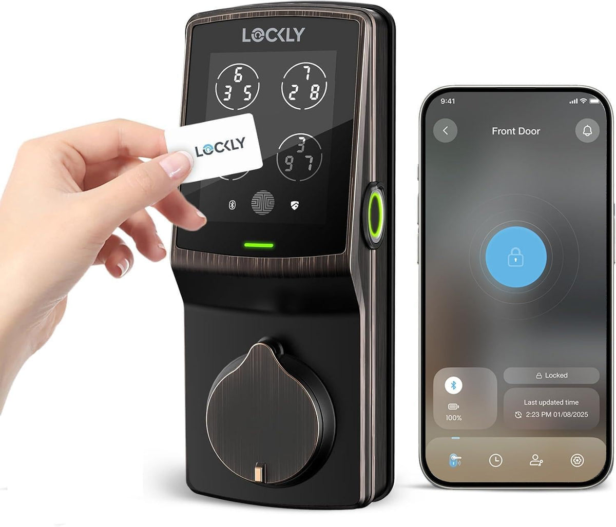 Lockly Secure Plus RFID Smart Deadbolt Lock Keyless Entry with Fingerprint