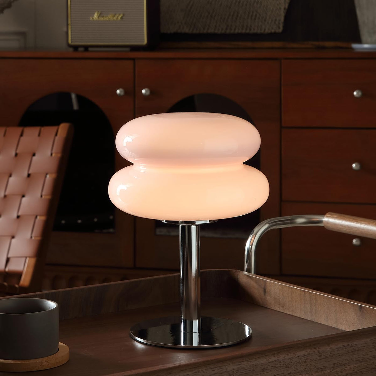 Glivpny Mushroom Lamp Table Lamp, Mid Century Modern Bedroom Lamps(Orange)