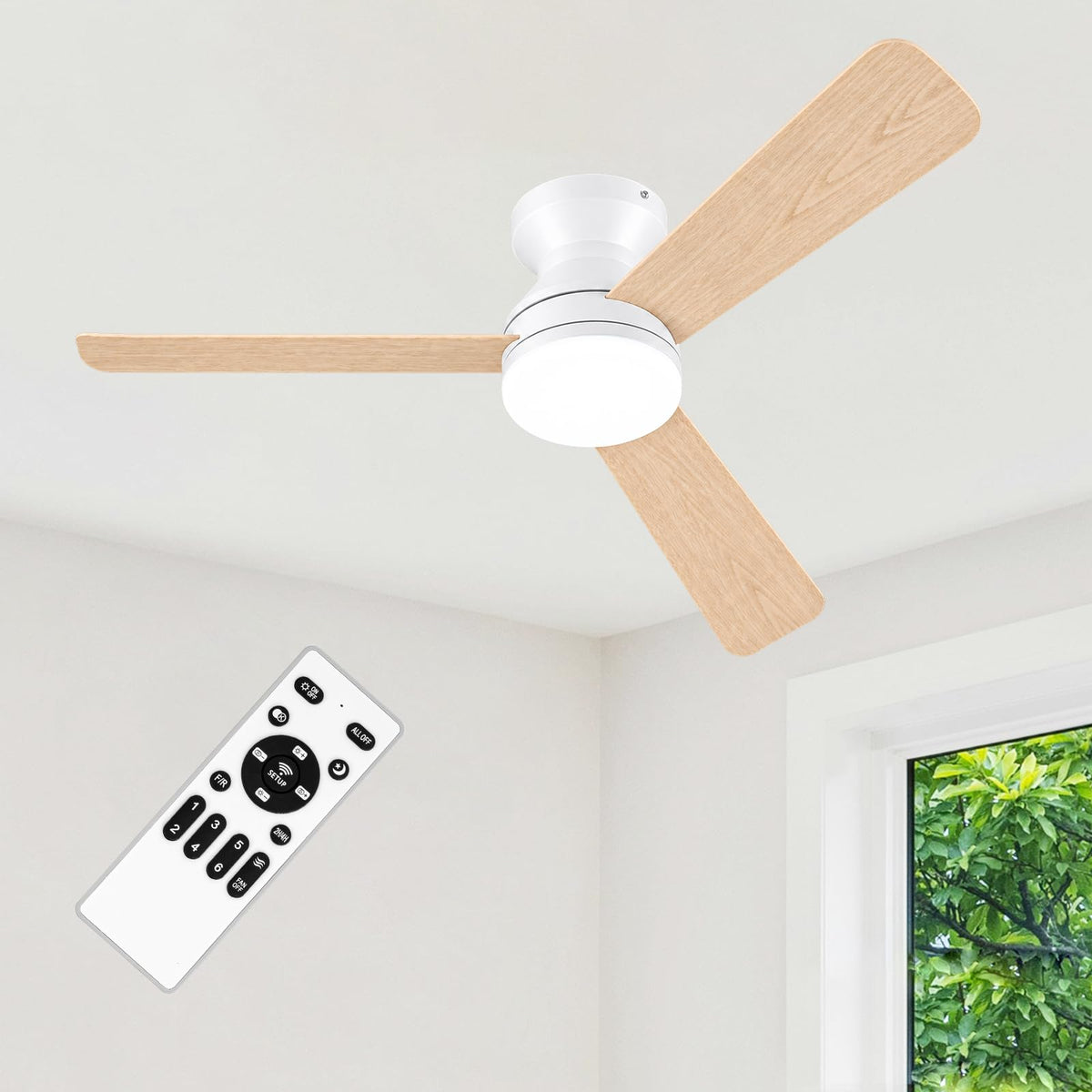 42'' Black Low Profile Ceiling Fans with Lights and Remote Control