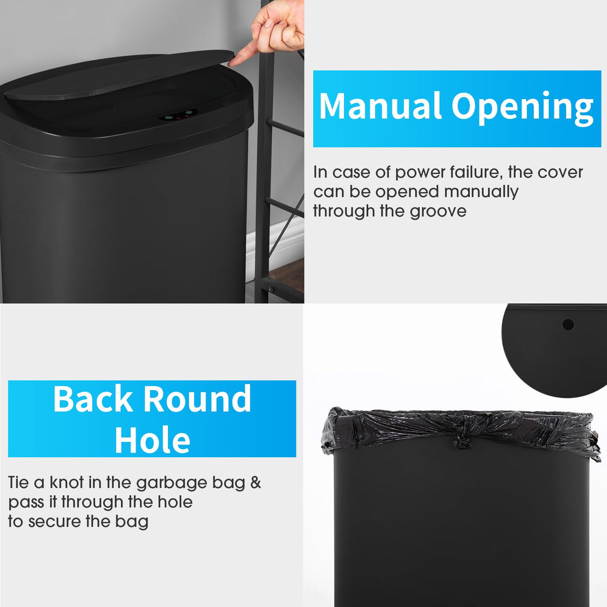 BestOffice | 13 Gallon Stainless Steel Trash Can with Lid | Steel