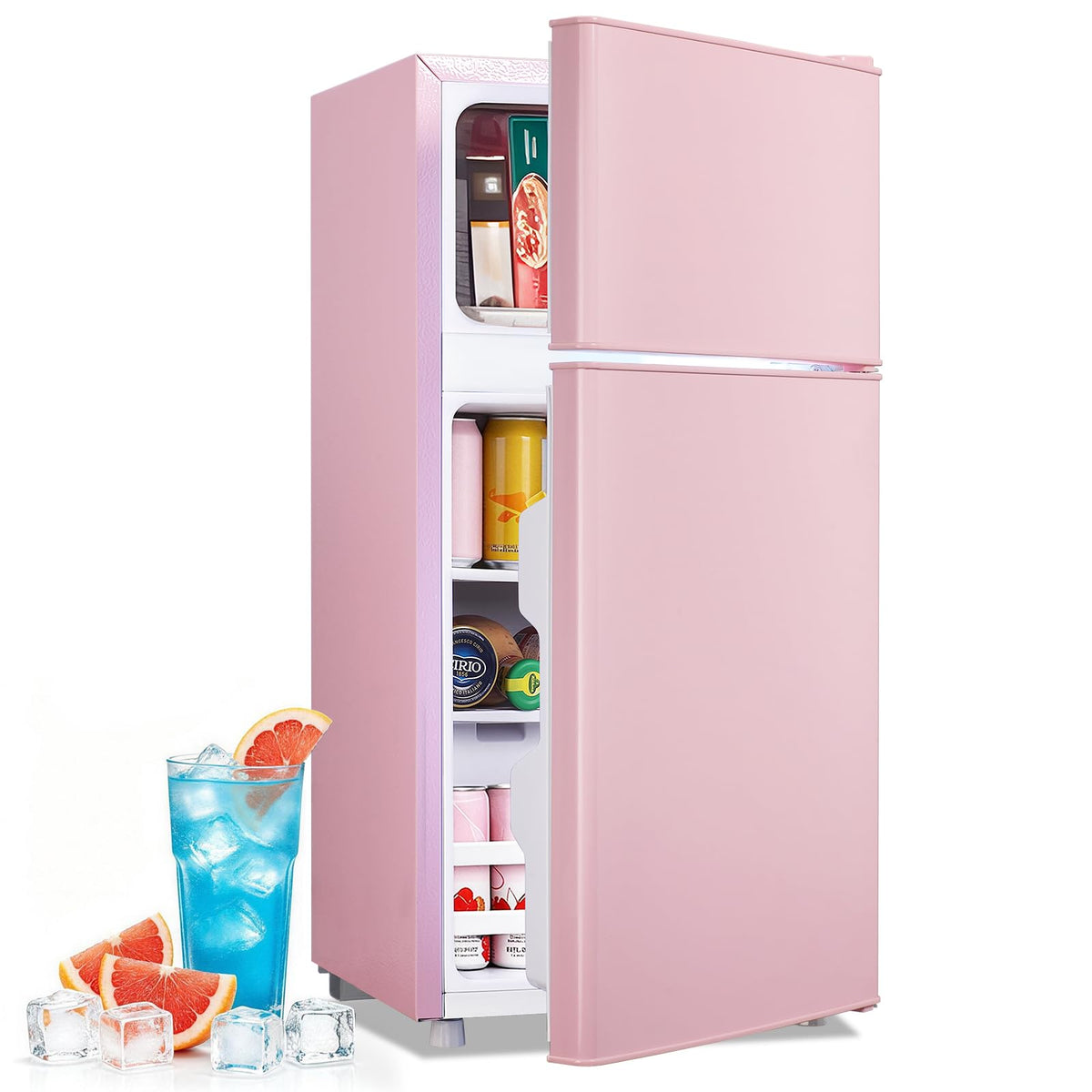 2.4 Cu.Ft Small Refrigerator with Freezer Dorm Mini Fridge Removable Plastic Shelves Ideal for Home, Office,Dormitory Silver