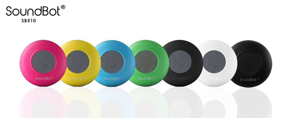 Soundbot® Waterproof Shower Speaker HD Water Resistant Bluetooth Handsfree Portable with Loud Clear Sounds 6+hrs of Playtime, Wireless Suction Cup Small Durable for Outdoors Travel Home SB510 (Black)