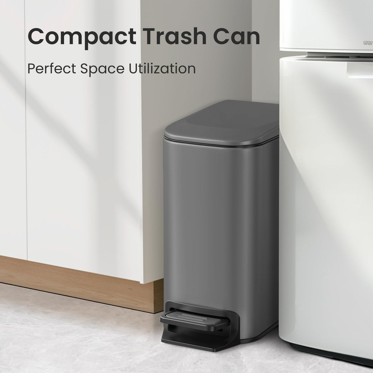 Cesun Small Bathroom Trash Can with Lid, 1.6 Gal, Soft Close, Matte Black