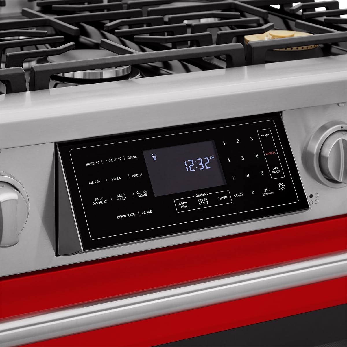Tilt Panel 36" Natural Gas Range with 6.2 cu ft True Convection Oven (Red)