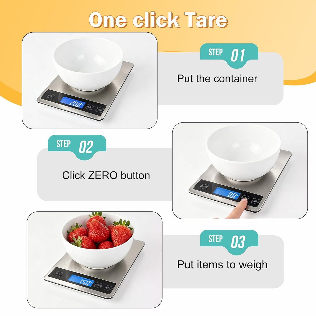 33lb Food scale, Digital Kitchen Scale for Cooking Baking