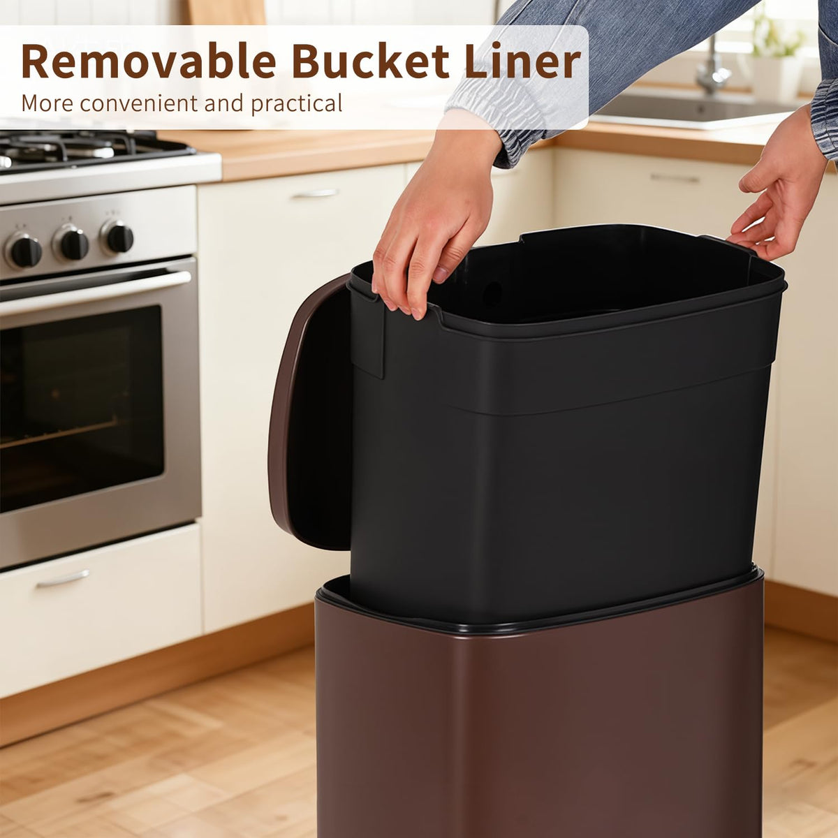 PayLessHere | 13G Trash Can with Lid | Steel | Removable Inner Bucket
