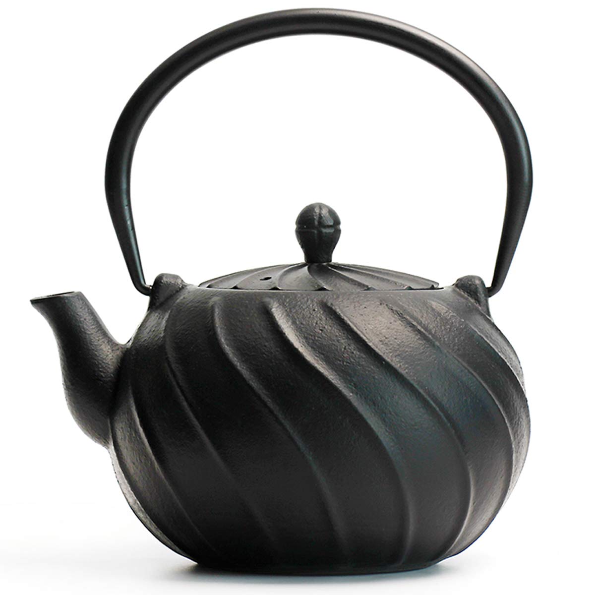 TOPTIER Japanese Teapot with Stainless Steel Infuser, Cast Iron Tea Kettle Stovetop Safe, Leaf Design Coated with Enameled Interior for 32 Ounce (950 ml), Light Green
