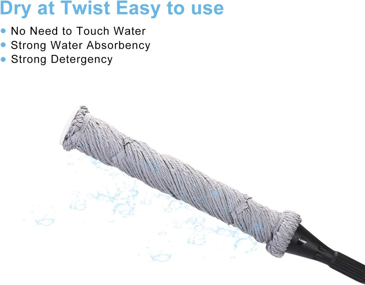 Eyliden Mop with 2 Reusable Microfiber Heads, Easy Wringing Twist Mop