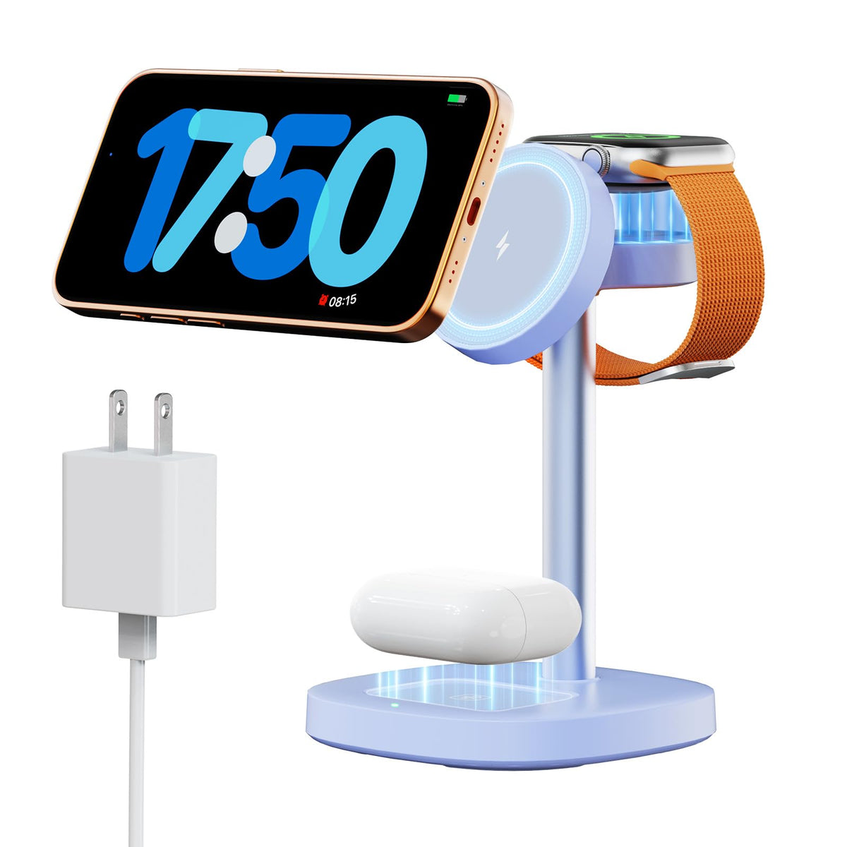 3 in 1 Fast Charging Station, 15W Magnetic Wireless Charger Stand