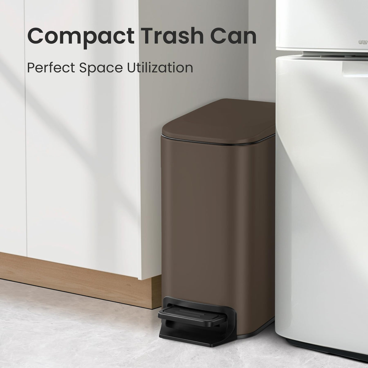 Cesun Small Bathroom Trash Can with Lid, 1.6 Gal, Soft Close, Matte Black