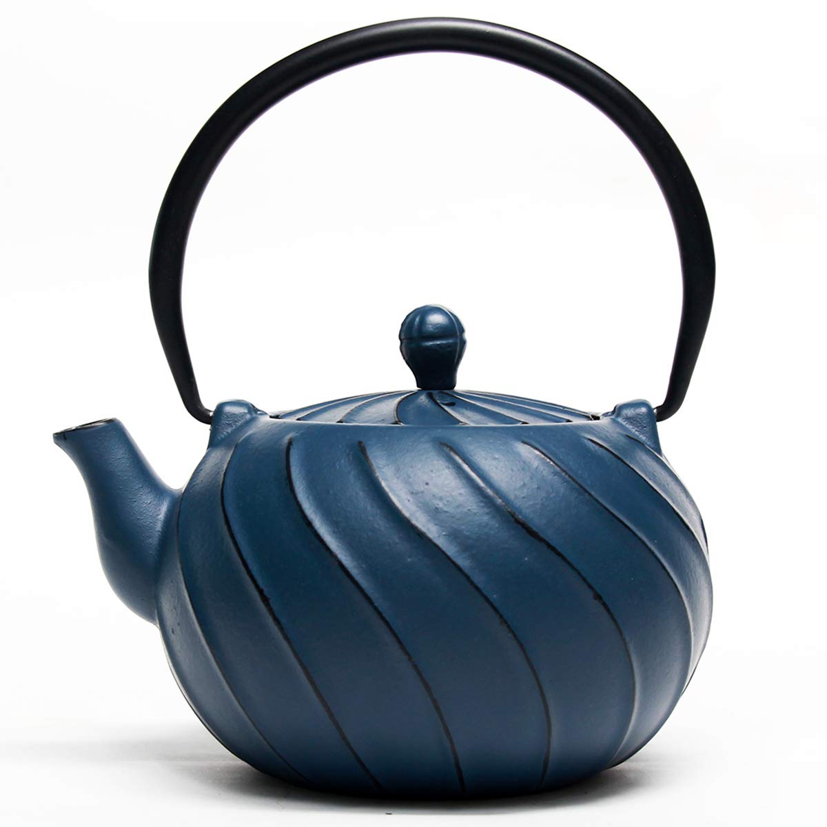 TOPTIER Japanese Teapot with Stainless Steel Infuser, Cast Iron Tea Kettle Stovetop Safe, Leaf Design Coated with Enameled Interior for 32 Ounce (950 ml), Light Green