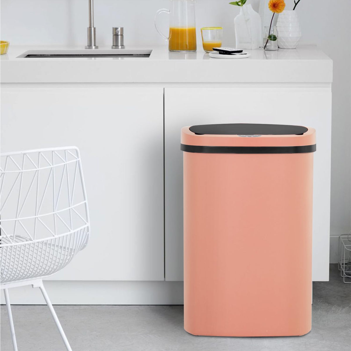 BestOffice | 13 Gallon Stainless Steel Trash Can with Lid | Steel