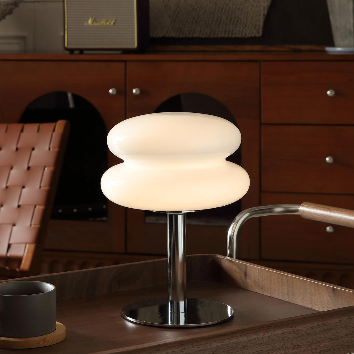 Glivpny Mushroom Lamp Table Lamp, Mid Century Modern Bedroom Lamps(Orange)