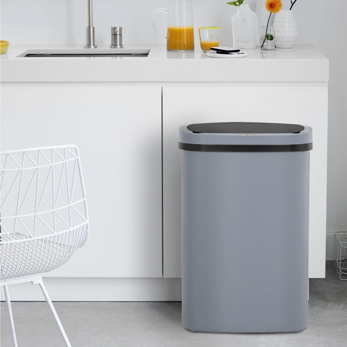 BestOffice | 13 Gallon Stainless Steel Trash Can with Lid | Steel