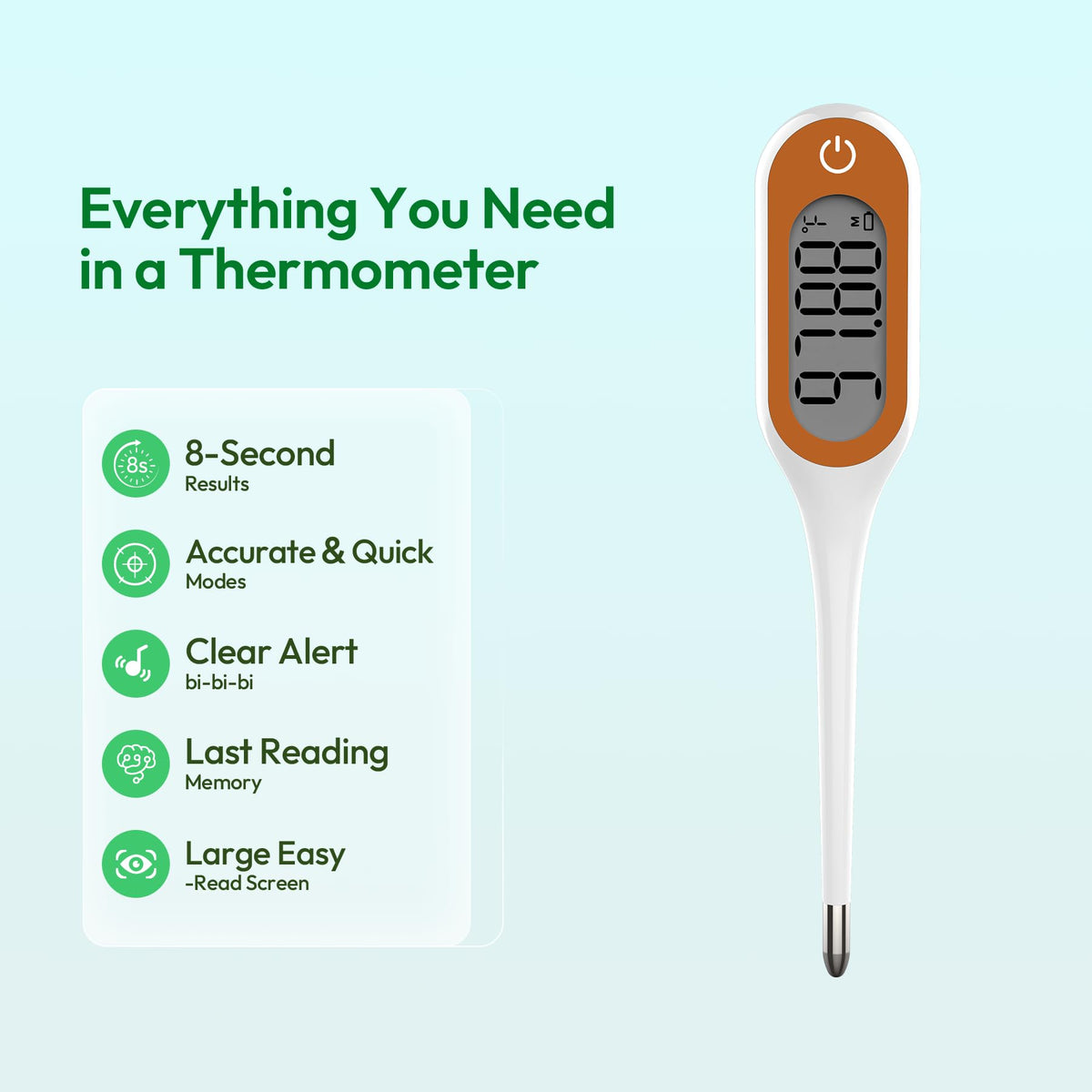 8 Seconds Basal Thermometer for Adult & Kids, Accurate & Safe Thermometer